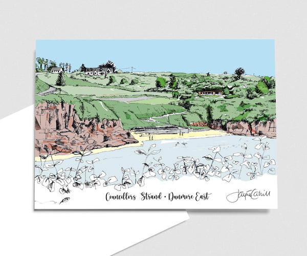 Councillors Strand, Dunmore East art card