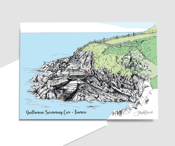 Guillamene Swimming Cove, Tramore - Art Card