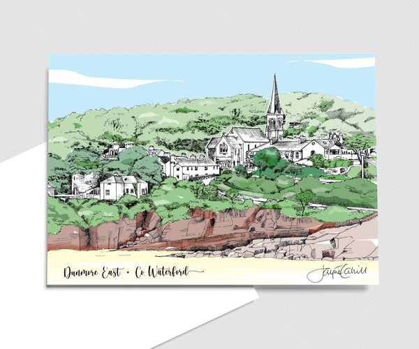 Lawlor's Strand & St Andrews Church Dunmore East - Art Card
