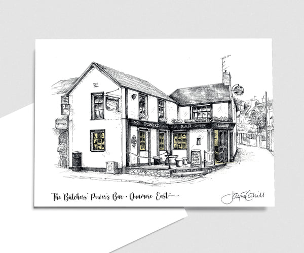 "The Butchers" Powers Bar Dunmore East Art Card
